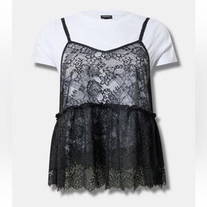NWT Torrid Black and White Lace Top - 90s - Size 1X
